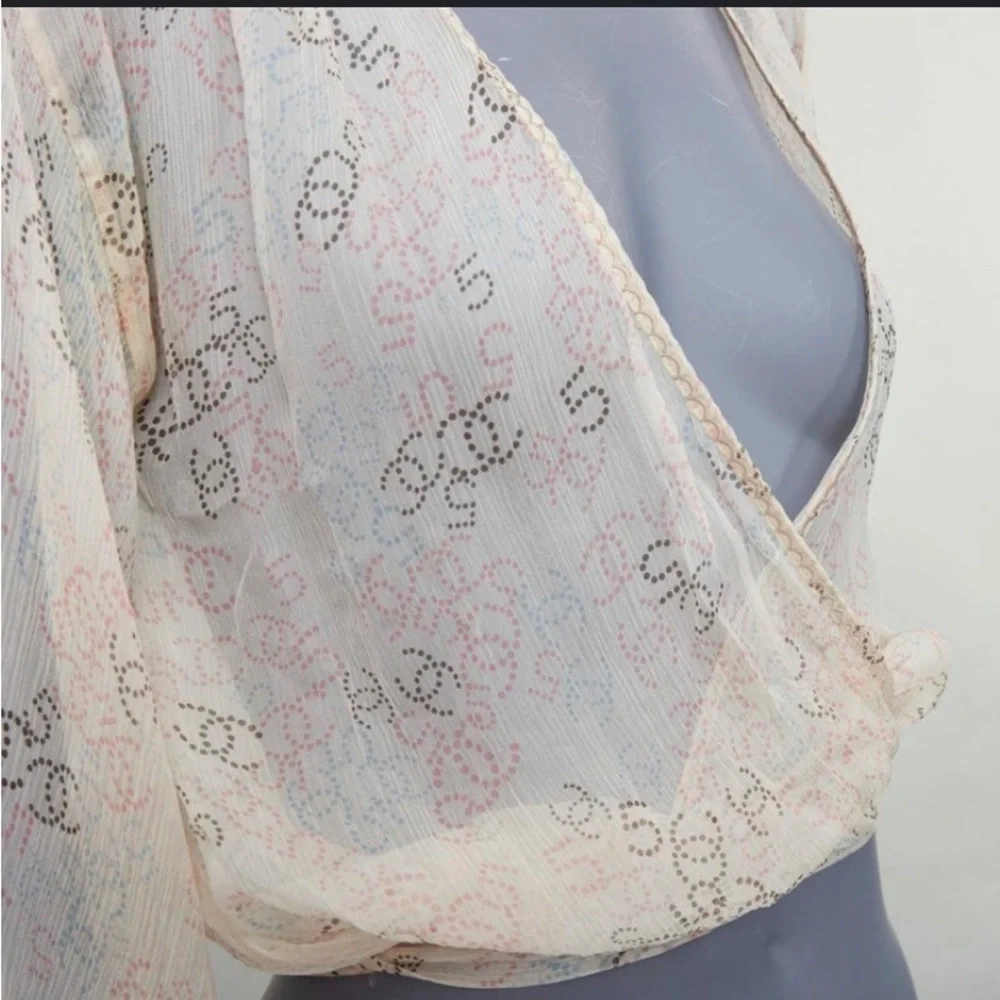 NWT Chanel Sheer Tie-Front Top - Yellow